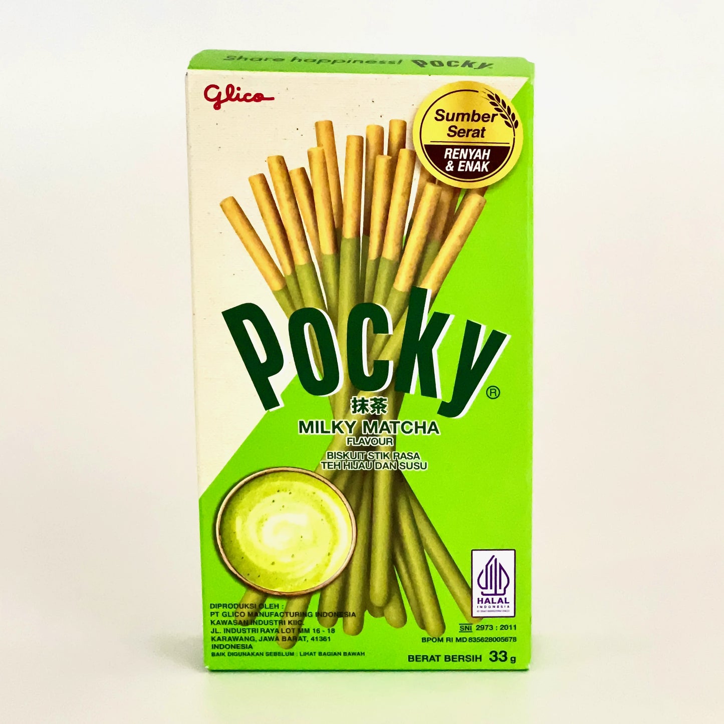 Knackige Kekssticks der mit Matcha Cream  Glasur der Marke Pocky